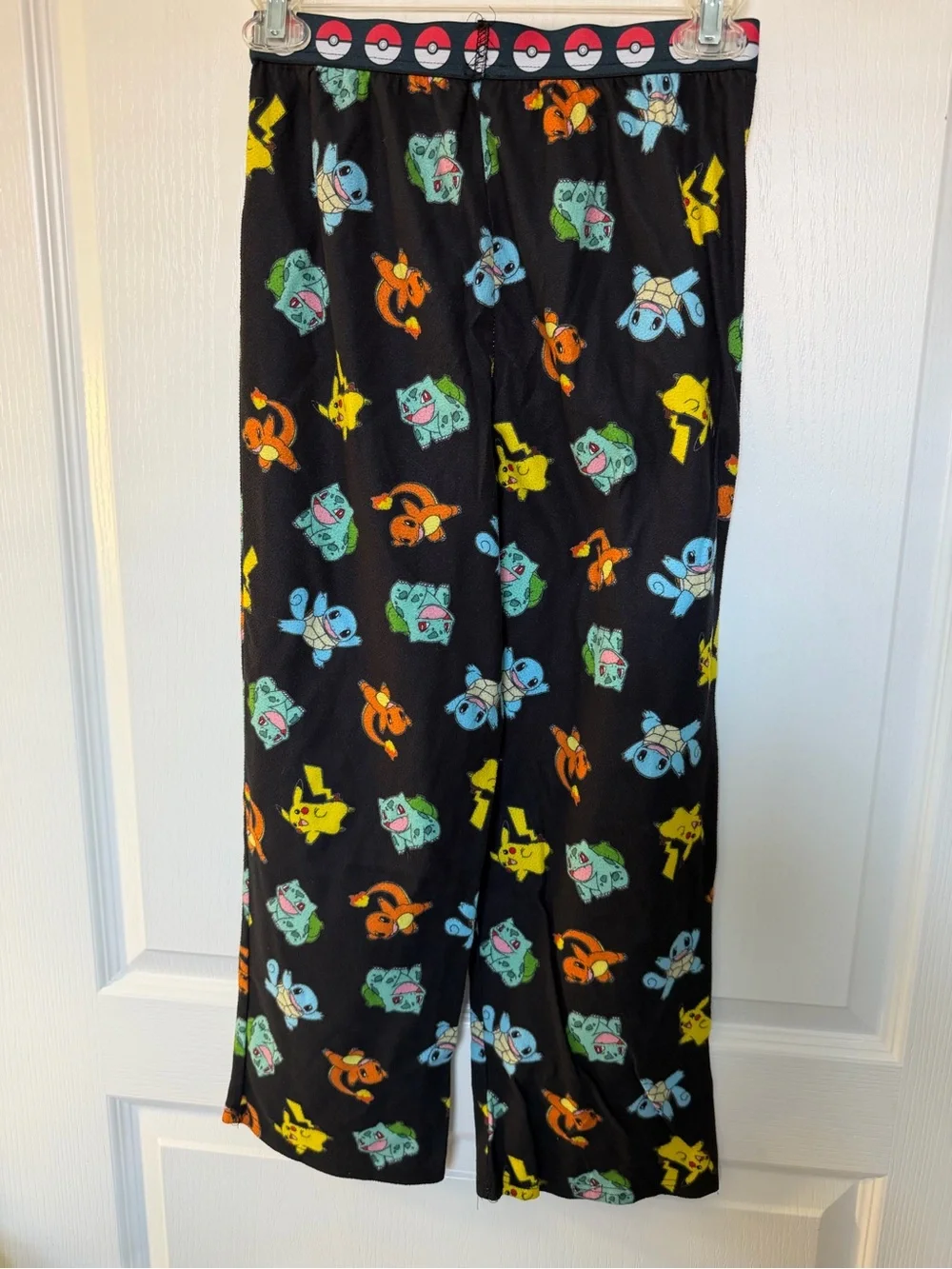 Pokemon Black Pajama Pants with Pikachu, Bulbasaur, Charmander & Squirtle
